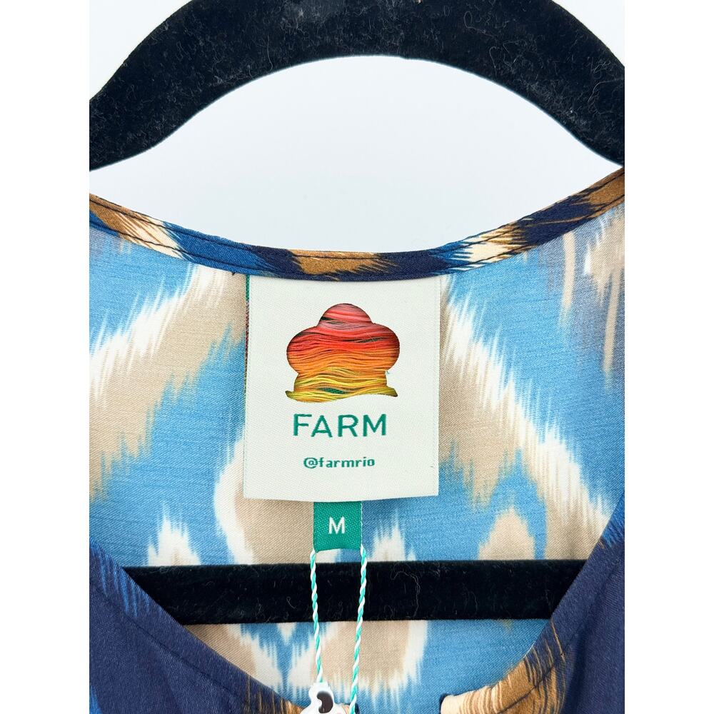 NWT FARM Rio Pineapple Ikat Long Sleeve V-Neck Maxi Dress Blue Women's Medium - Picture 4 of 6
